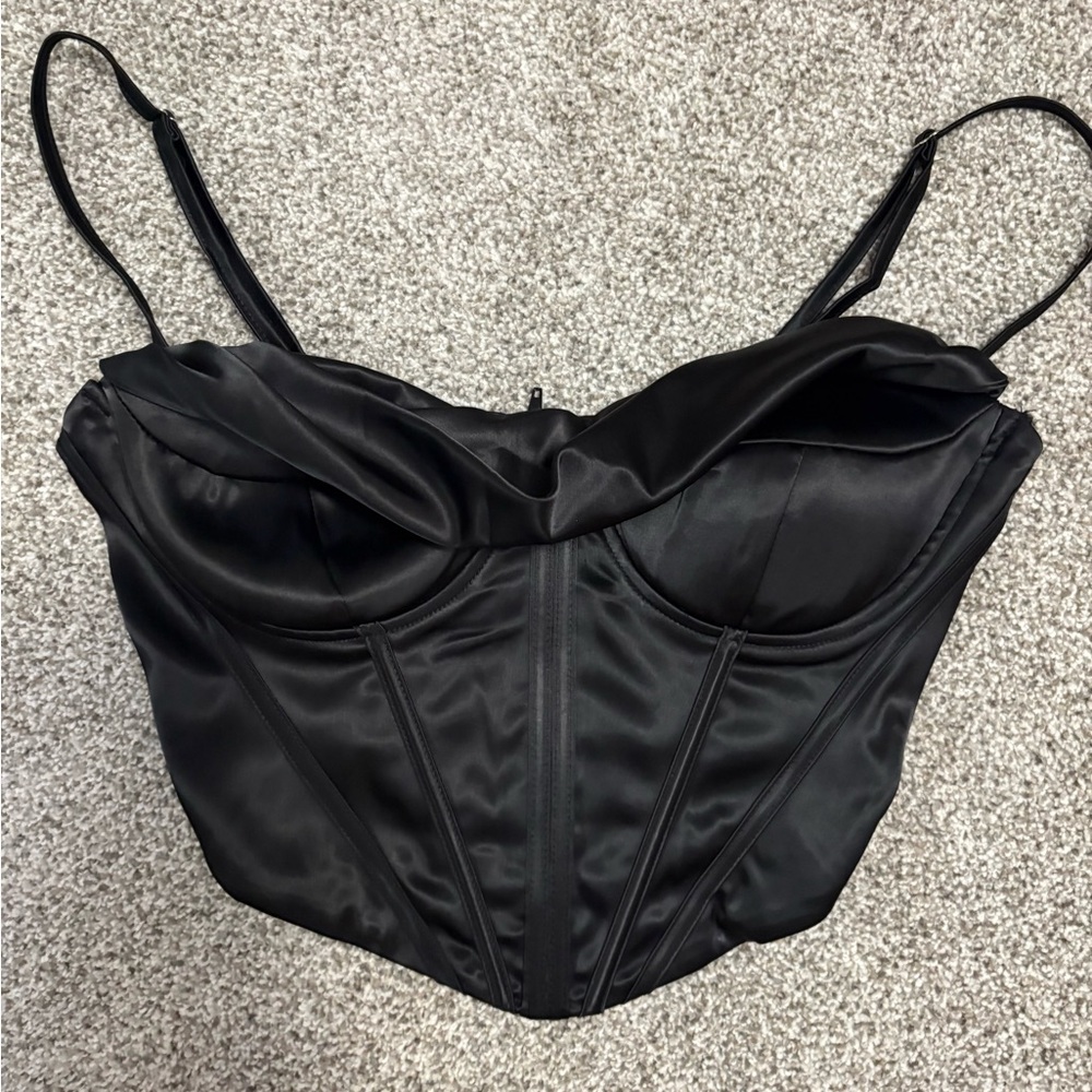 Black Satin Corset Top